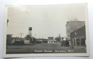 Vintage Real Photo Postcard Burwell,  Nebraska,  Street Scene Unposted