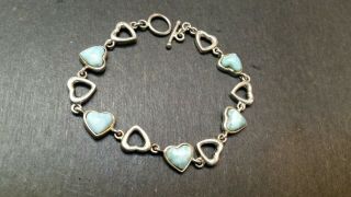 Vintage Sterling Silver 925 Southwestern Blue Stone Heart Bracelet (stamped)