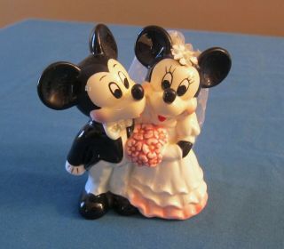 Mickey And Minnie Vintage Wedding (bride And Groom) Ceramic Figurine Cake Topper