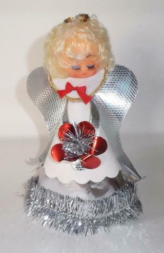 Vintage Christmas Tree Fairy Angel Doll 1970’s Silver Christmas Tree Topper