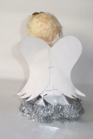 Vintage Christmas Tree Fairy Angel Doll 1970’s Silver Christmas tree topper 3