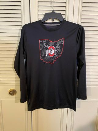 Ohio State Buckeyes Ncaa Youth Boys Scarlet And Gray Polyester Shirt L/s Sz Xl