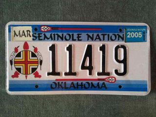 2005 Seminole Nation Oklahoma License Plate Turtle Indian Tribal Authentic 11419