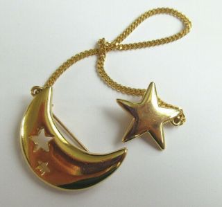 Lovely Vintage Goldtone Moon And Stars Brooch 2 Linked Brooches Brooch Offer