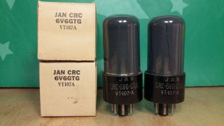 Pair Rca Jan Crc 6v6gt /g Vt - 107a Nos Nib Gray Glass 1946 Vacuum Tubes - 8 Match