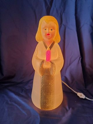 Vintage Christmas Union Products 13 " Lighted Girl Caroller Blow Mold