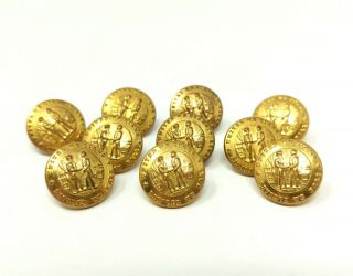 10 Vintage Kentucky State Seal Brass Buttons Waterbury Co.  Military Uniform Usa