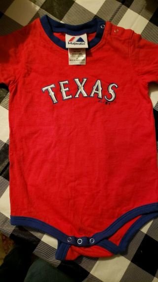 Texas Rangers Mlb Majestic Infant Baby Romper 18 Months