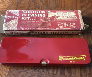 Outers Gunslick Shotgun Gun Cleaning Kit Red Metal Box No.  478 Vintage 1950s Usa