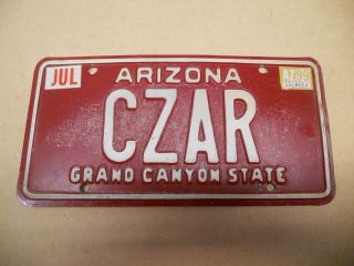 Single Us License Plate Expired Arizona " Czar "