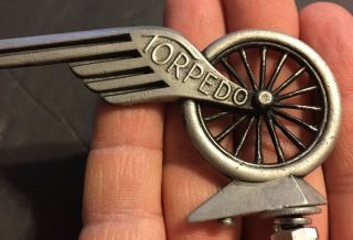 Torpedo Bicycle Badge Ornament Fender Hood Screw On Silver Metal Wheel Wings