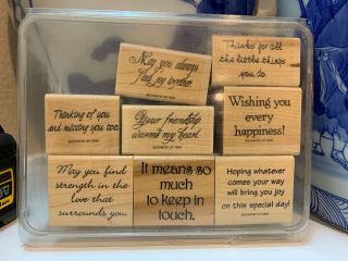 Stampin Up Rare Catch Phrases Wood Mounted Stamps Collectible Set 1994 Vintage