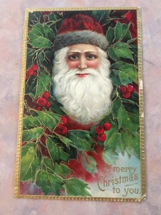 Vintage Santa Claus Postcard - Germany Merry Christmas To You