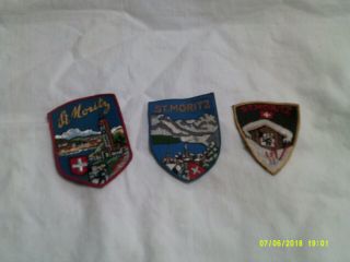 Vintage St.  Moritz Ski Patches - Set Of (3)