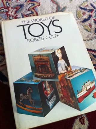 Vintage Book " The World Of Toys " Doll House Cars Dolls Cards Trains Soldiers