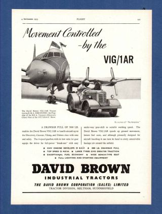 The David Brown Industrial (aircraft) Tractor Vig / 1ar (1953 Advertisement)