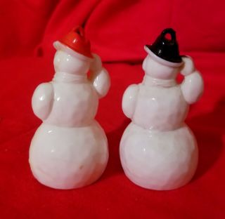 2 Vintage Hard Plastic Snowmen with Brooms Christmas 3 