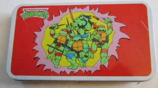 Vintage 1989 Teenage Mutant Ninja Turtles Tin Metal Pencil Box Mirage Tmnt 80s