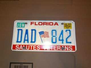 Florida Salutes Veterans License Plate Dad 842