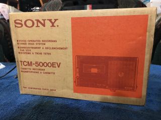 Vintage Sony Tcm - 5000ev Professional Portable Cassette Recorder /