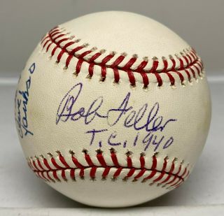 Bob Feller " 1940 Triple Crown " Signed Yankees Stadium Baseball Mlb Hologram