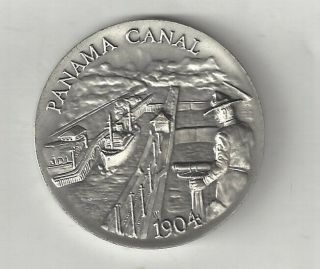 Panama Canal Atlantic Pacific Ocean Gatun Lake Ship Silver Longines Medal Coin