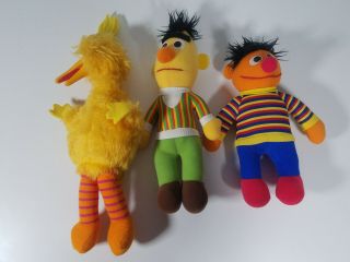 Sesame Street Bert & Ernie Hasbro Softies & 1984 Big Bird Plush Doll Vintage