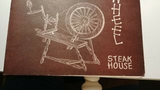 Menu Spinning Wheel Steak House At Carmel - By - The - Sea,  California Vintage