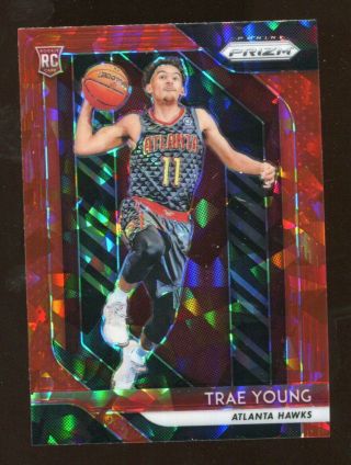 2018/19 Panini Prizm Trae Young Red Cracked Ice Rc Rookie Card