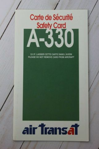 Air Transat Airbus A330 Safety Card - 2/99