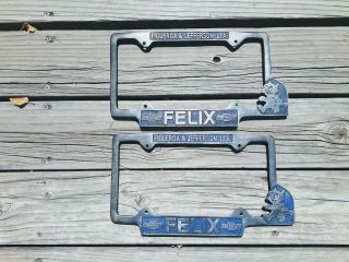 2 Felix Chevrolet Dealer License Plate Frames Chevy Pair Plates