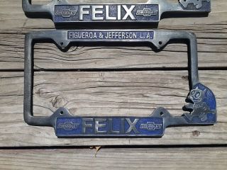 2 Felix Chevrolet Dealer License Plate Frames CHEVY Pair Plates 2