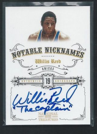 Willis Reed 2009 - 10 National Treasures Notable Nicknames Inscriptions Auto /99