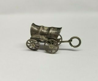 Vintage Sterling Silver Mexico Western Cowboy Movable Wheels Wagon Charm