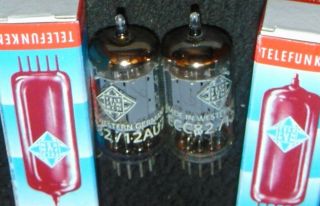 Telefunken West Germany 12au7 Ecc82 Matched Pair Nos Smooth Plate