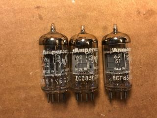 3 Amperex Bugle Boy 12ax7 Tubes 1962 1964 Halo Getters Gray Plates Strong