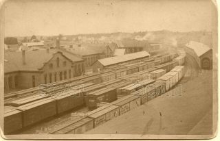 9hh747 Rp 1890s/1900s ? Cabinet Card St Albans Vt Railroad Station & Yard