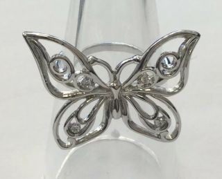 Vintage Sterling Silver 925 Chunky Cz Butterfly Ring Sz 6.  75 Mnb50
