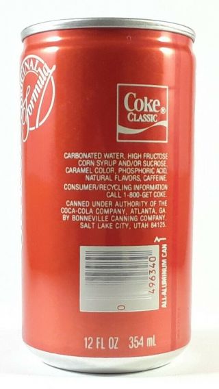 Vintage Coca Cola Classic Can - 1980s Coca Cola Can from Salt Lake City,  Utah 2