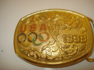 Usa 1988 Olympic Gold - Tone & Enamel Belt Buckle
