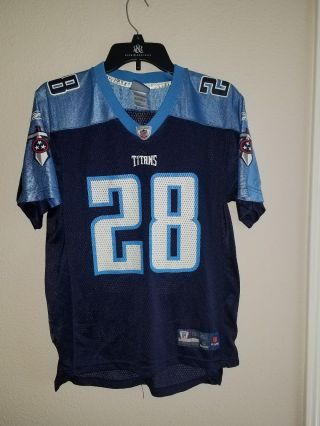 Youth Boys Tennessee Titans Chris Johnson Jersey 28 Size Large 14 - 16 Blue