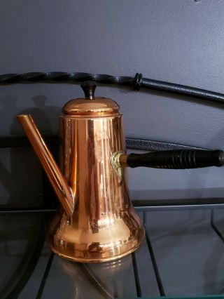 Vintage Coppercraft Guild Turkish Coffee Pot Wood Handles