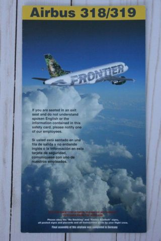 Frontier Airlines Airbus 318/319 Safety Card - 2003