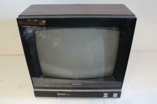 Vintage Goldstar CRT TV CMT - 4445 1986 Woodgrain 13 