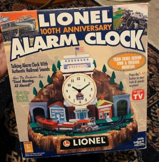 Lionel Train 100th Anniversary Animated Talking Alarm Clock Mountain Face Glows