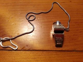Vintage The Acme Thunderer Whistle W/chain Made In England Ships