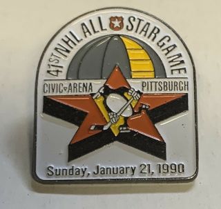 41sr Nhl All Star Game Pin Back Pittsburgh Penguins Jan 21,  1990 Civic Arena