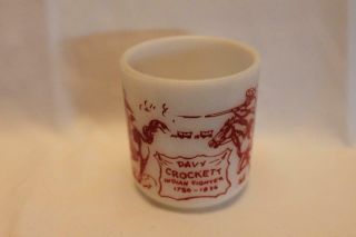 Vintage Hazel Atlas Red and White Davy Crockett Childs Milk Glass Mug 2