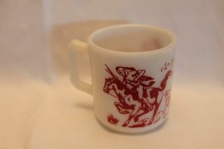 Vintage Hazel Atlas Red and White Davy Crockett Childs Milk Glass Mug 3
