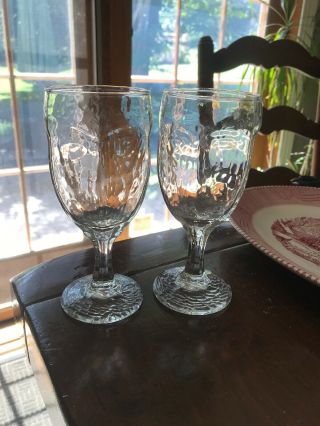 2 Glasses Libbey Chivalry Clear Juice Wine Vintage Textured 1980s 6.  25”